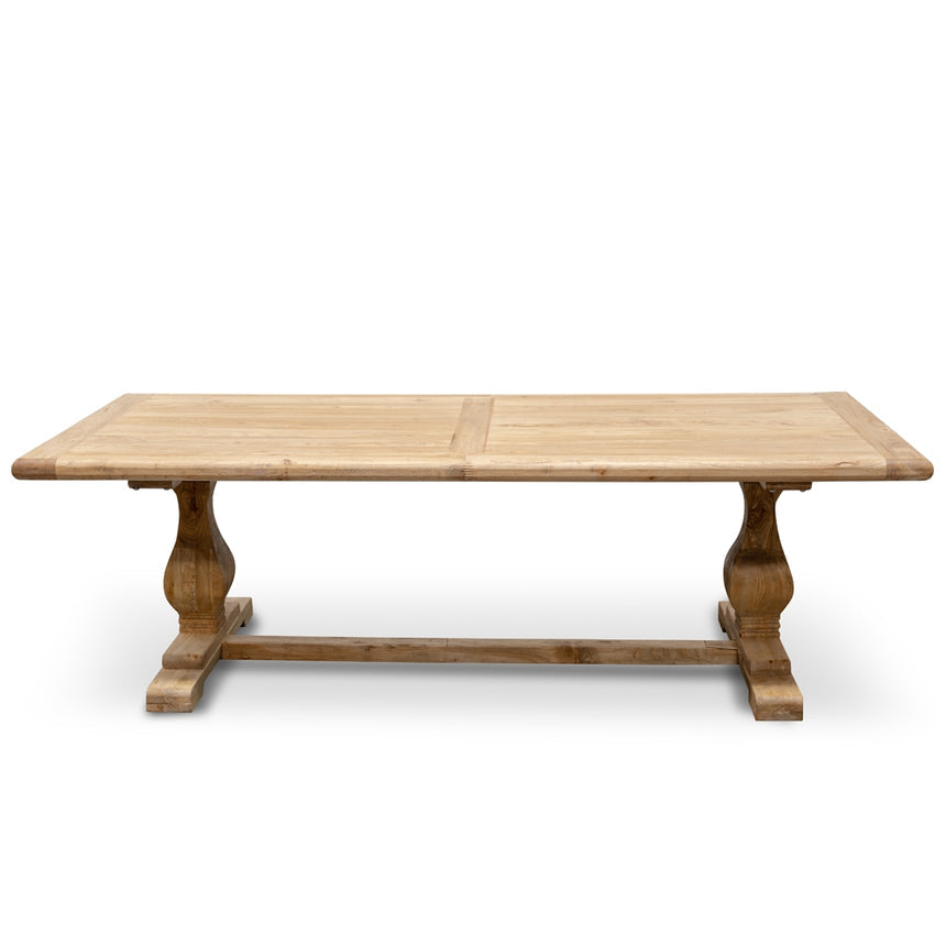 Elm Wood 2.4m Dining Table - Rustic Natural - View 2