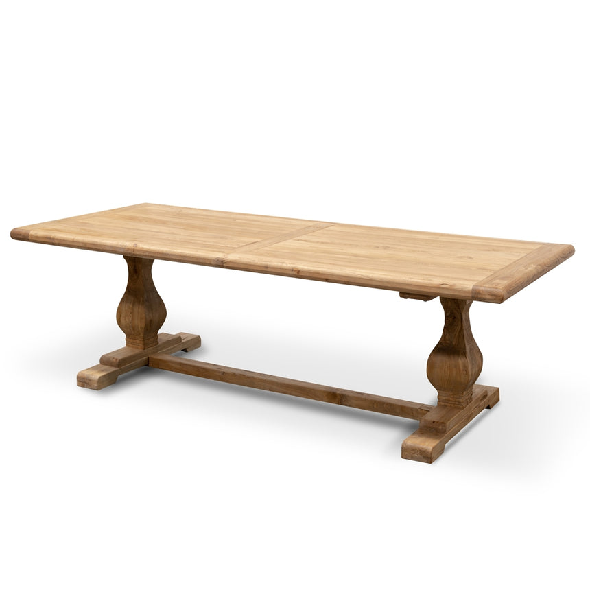 Elm Wood 2.4m Dining Table - Rustic Natural - View 3