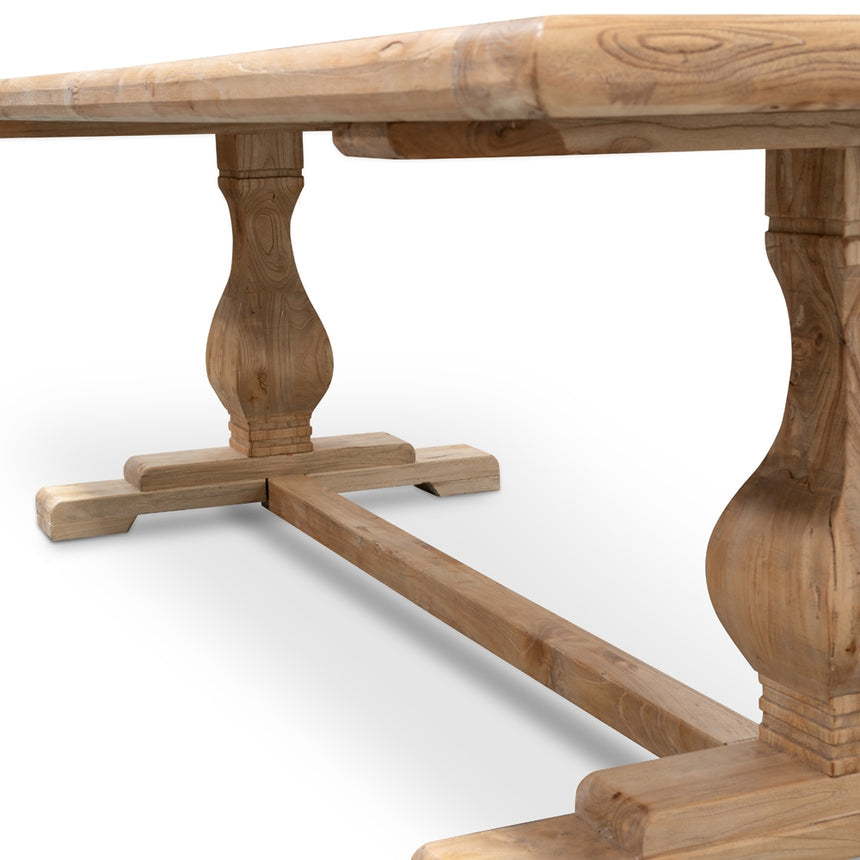 Elm Wood 2.4m Dining Table - Rustic Natural - View 8