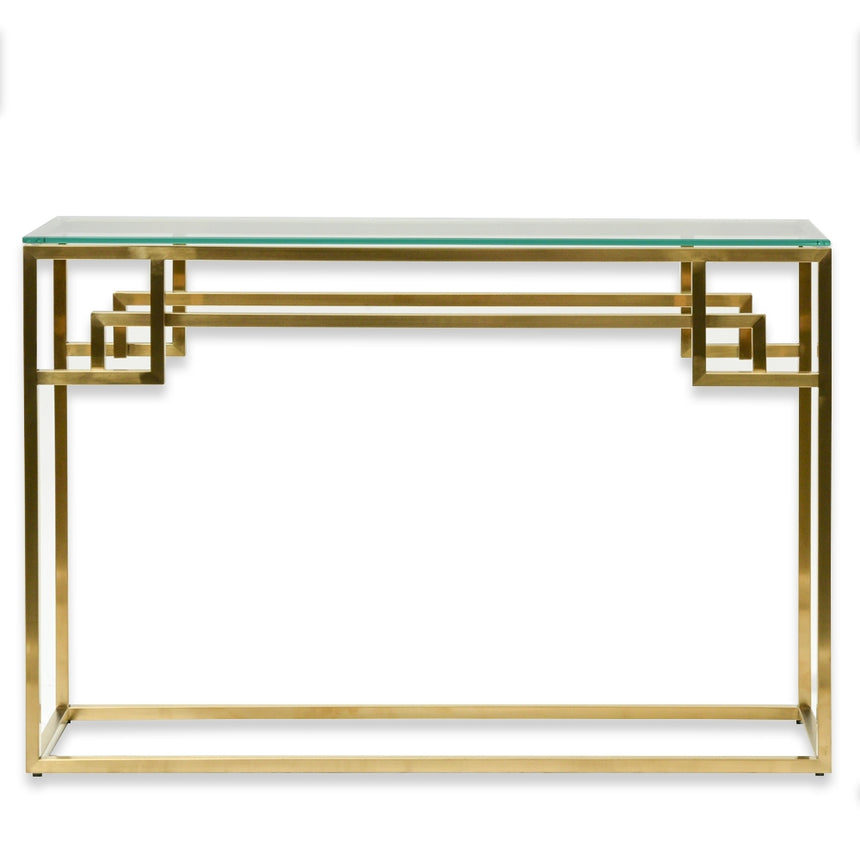1.15m Console Glass Table - Brushed Gold Base - View 4