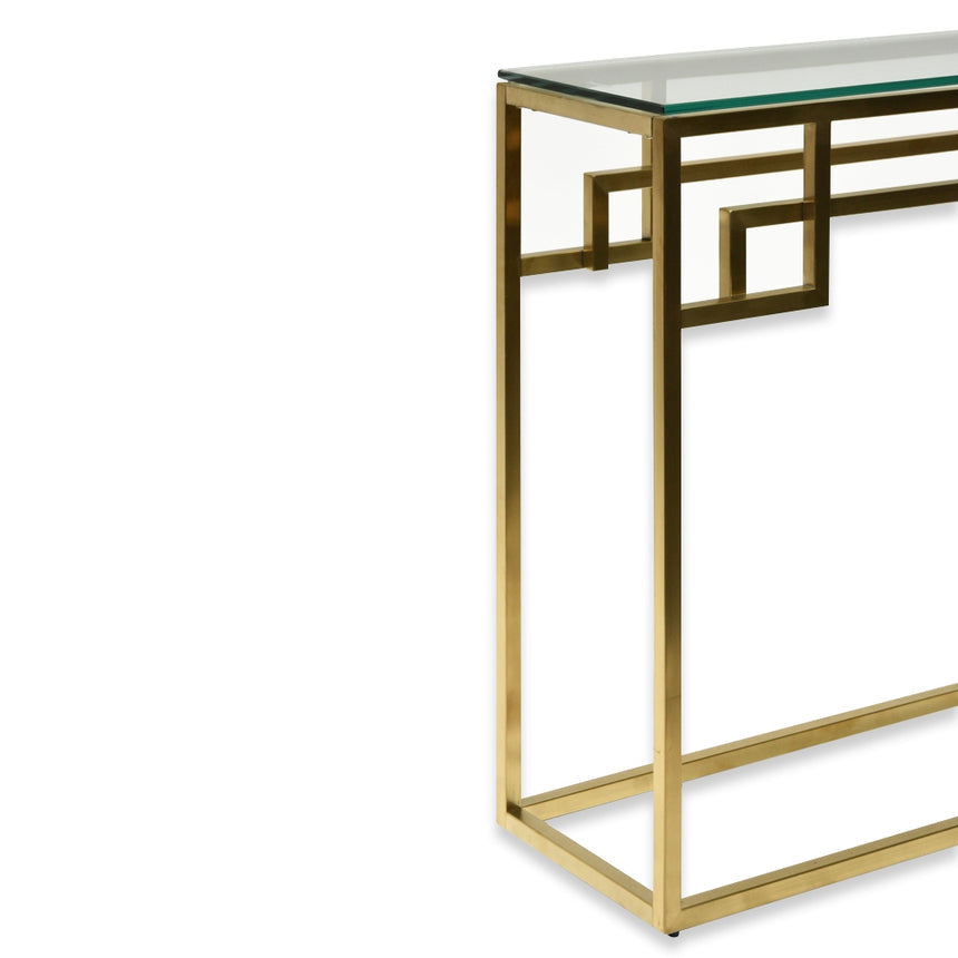 1.15m Console Glass Table - Brushed Gold Base - View 2