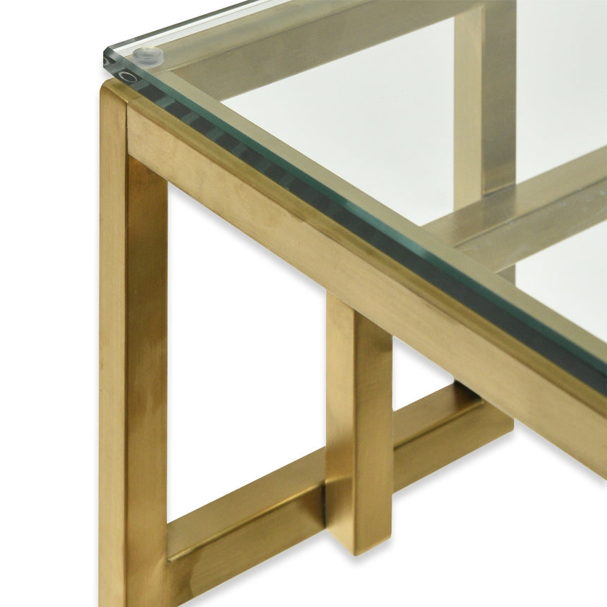 1.15m Console Glass Table - Brushed Gold Base - View 3