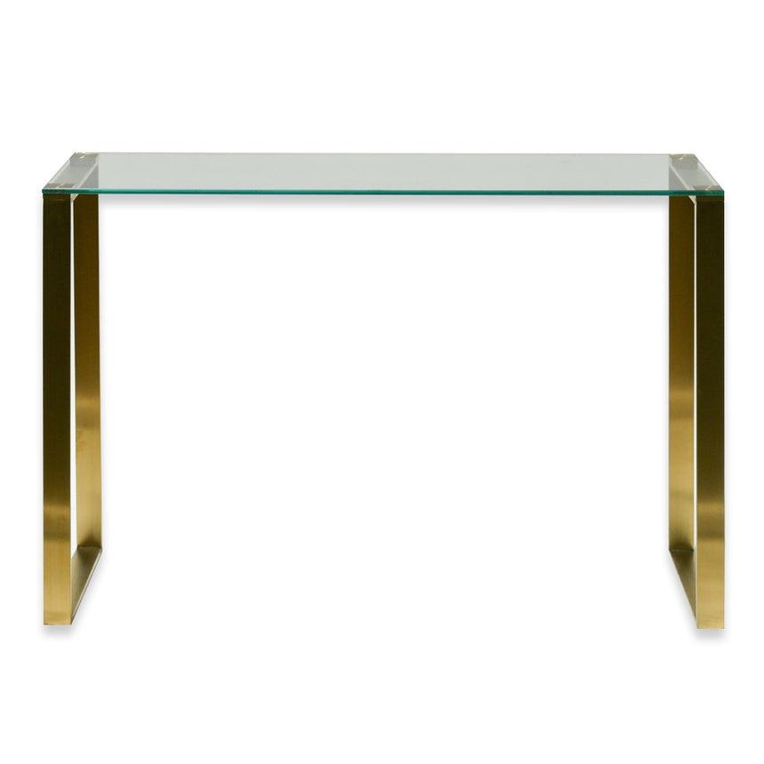 Glass Console Table - Brushed Gold Base - View 2