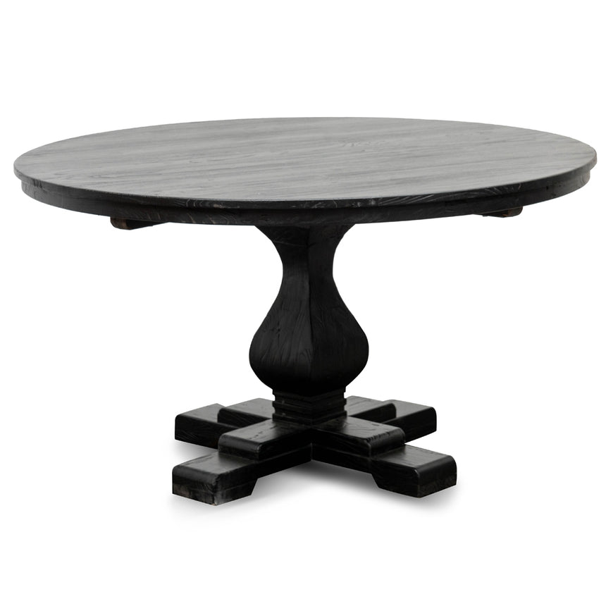 Reclaimed 140cm Round Dining Table - Rustic Black - View 3