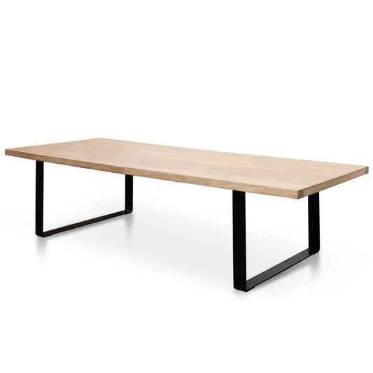 CDT2575 Reclaimed Elm Wood Dining Table 3m - Rustic Natural - Thick Top