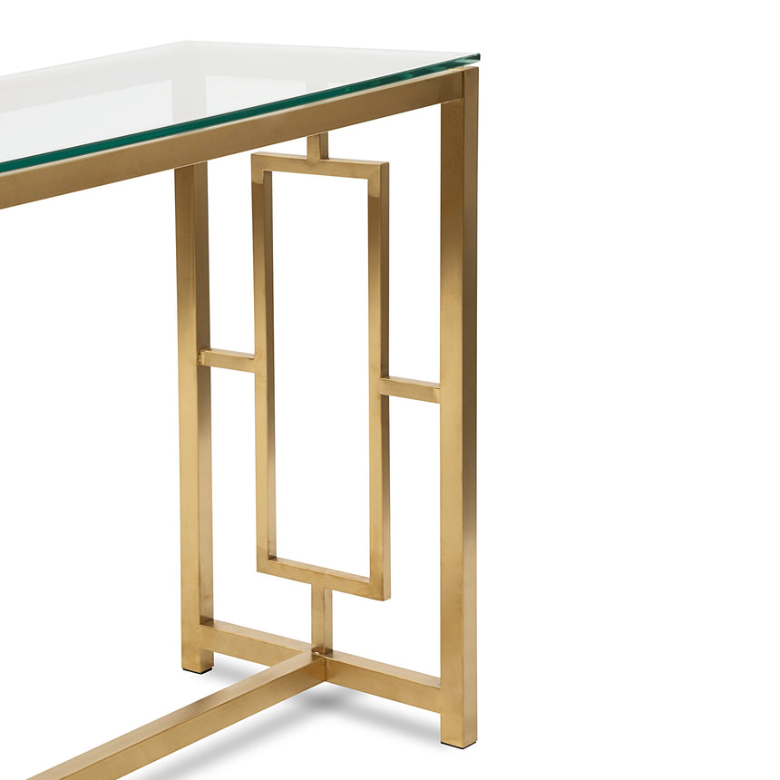Glass Console table - Brushed Gold Base - View 3