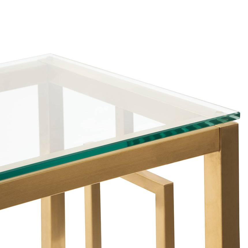 Glass Console table - Brushed Gold Base - View 4