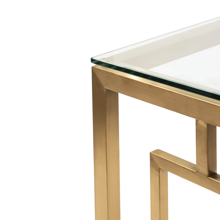 Glass Console table - Brushed Gold Base - View 5