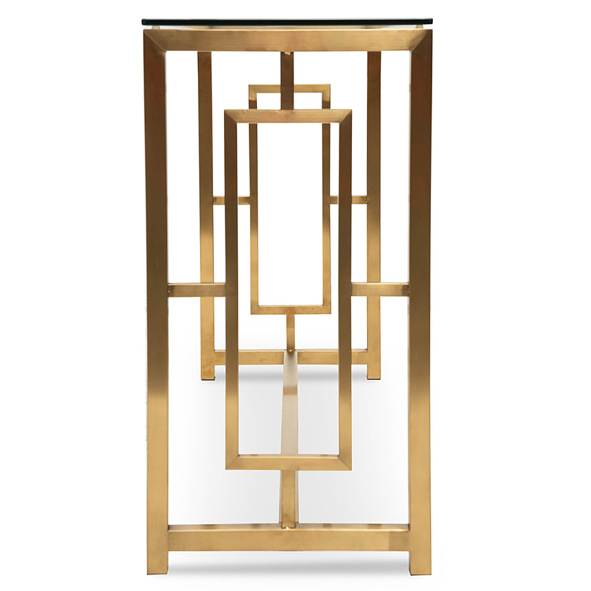 Glass Console table - Brushed Gold Base - View 7