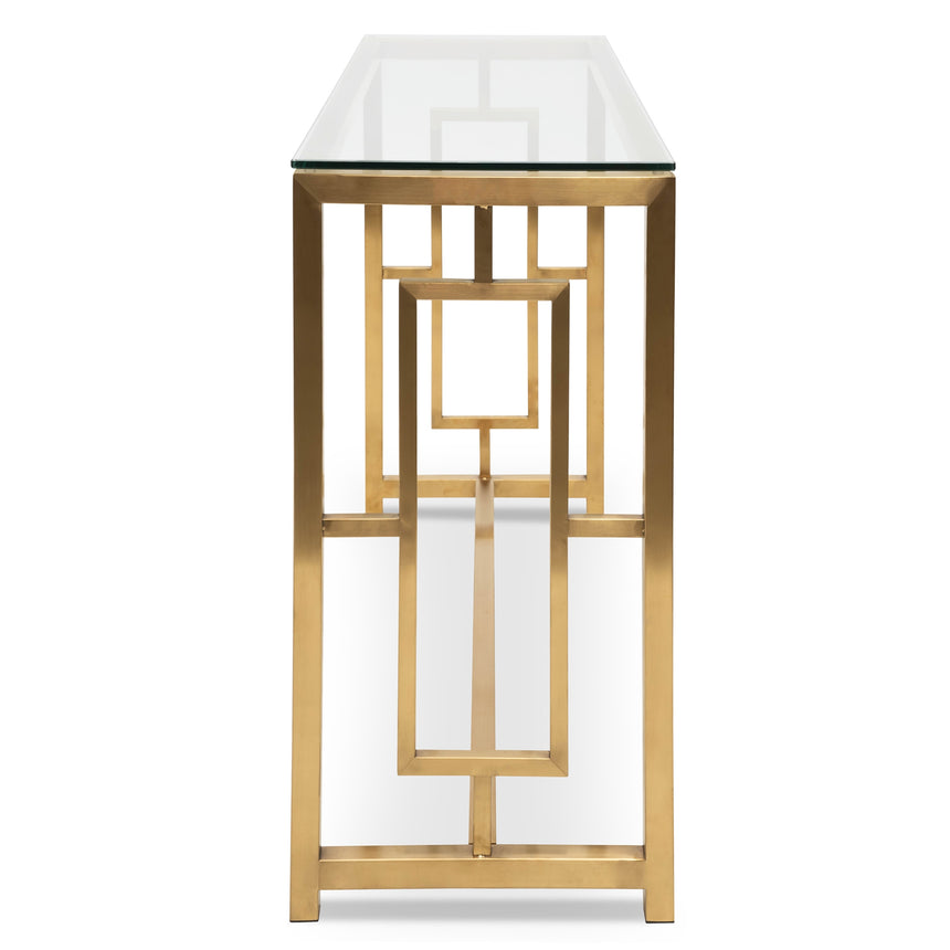 Glass Console table - Brushed Gold Base - View 8
