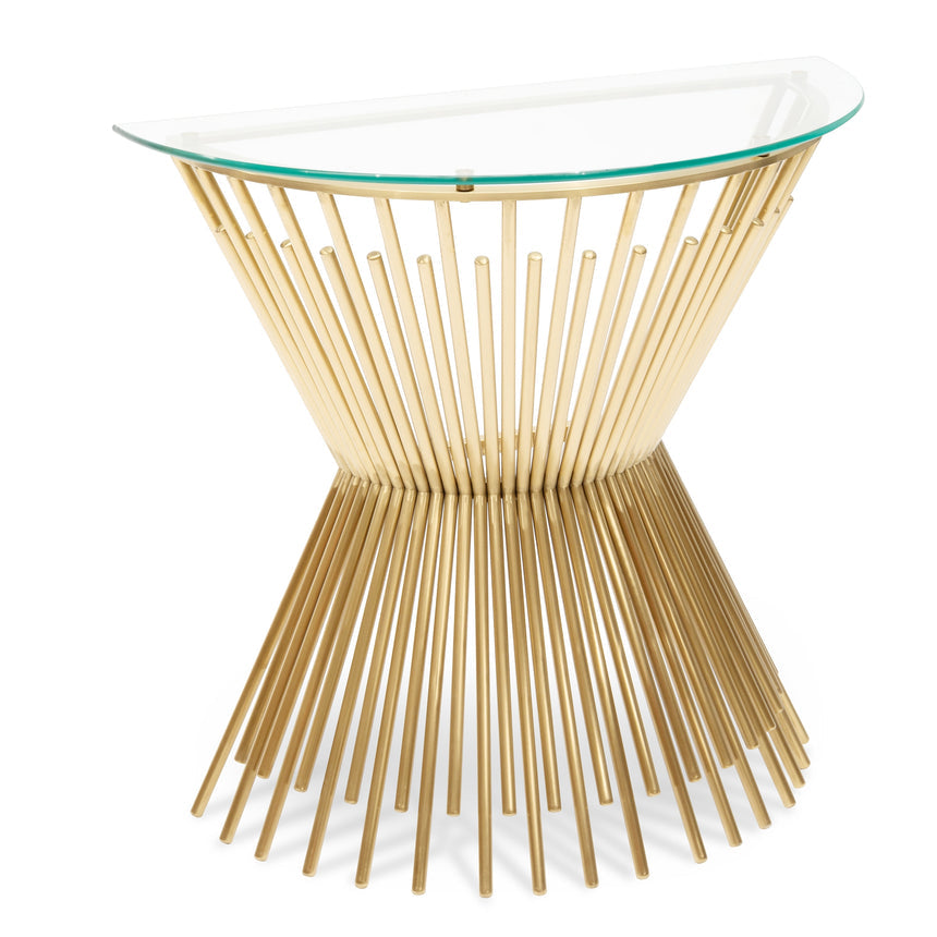 Glass Console Table - Brushed Gold Base - View 3