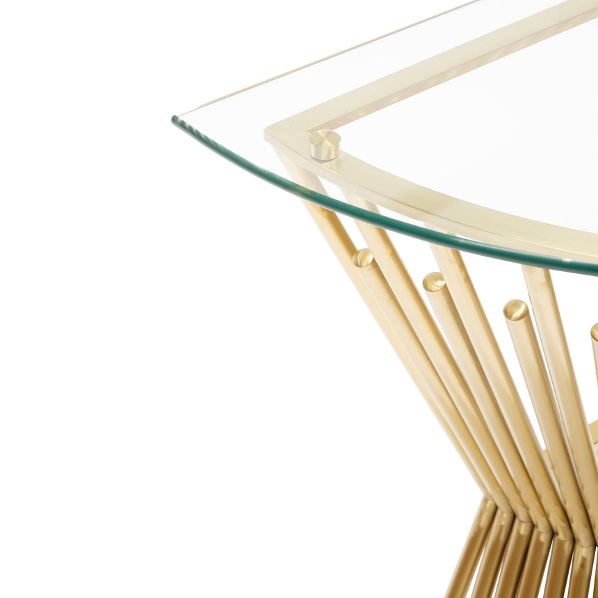 Glass Console Table - Brushed Gold Base - View 4