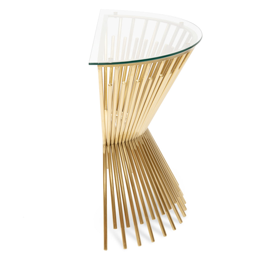 Glass Console Table - Brushed Gold Base - View 5