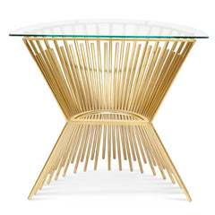 CDT2587-BS Glass Console Table - Brushed Gold Base