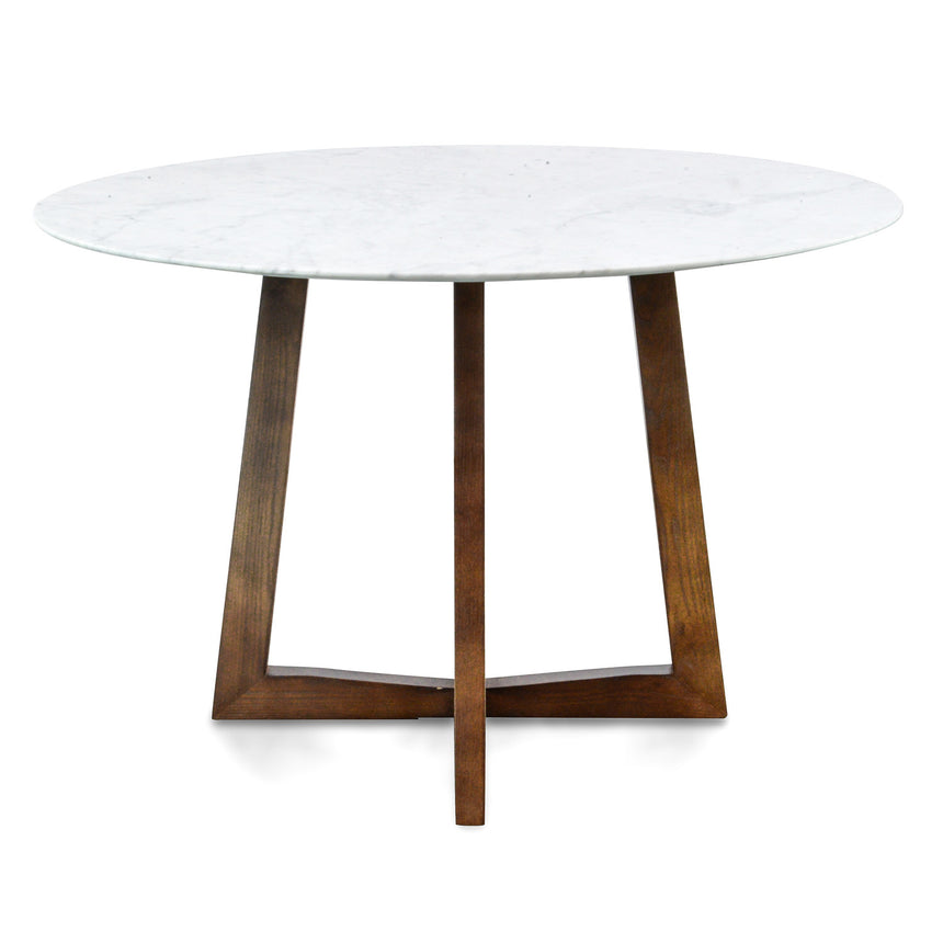 1.15m Round Marble Dining Table - Dark Brown Base - View 6