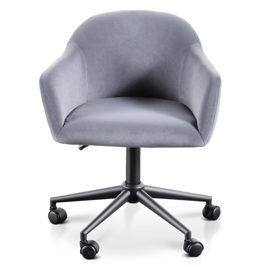 Charcoal Velvet office Chair | Black Base | Myka Home - View 10