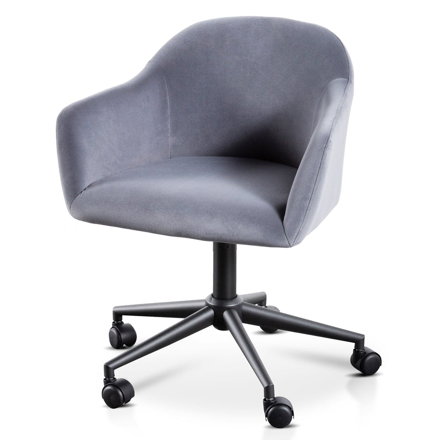 Charcoal Velvet office Chair | Black Base | Myka Home - View 11