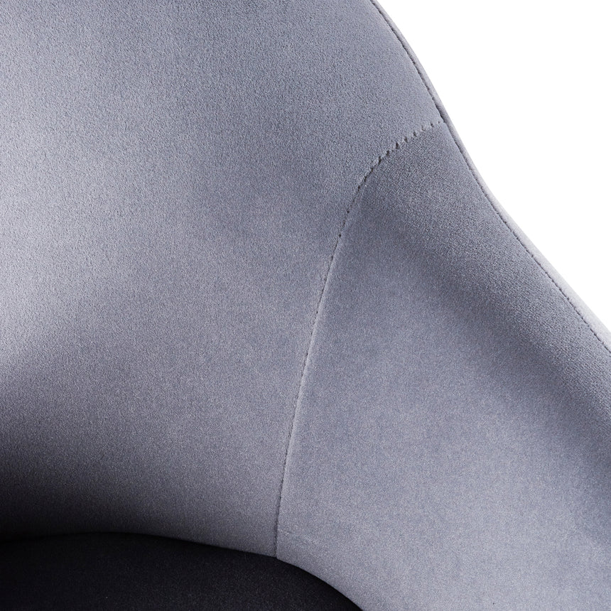 Charcoal Velvet office Chair | Black Base | Myka Home - View 12