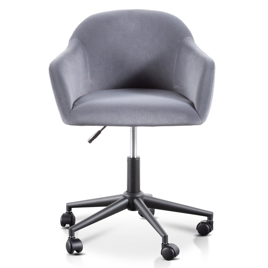 Charcoal Velvet office Chair | Black Base | Myka Home - View 2
