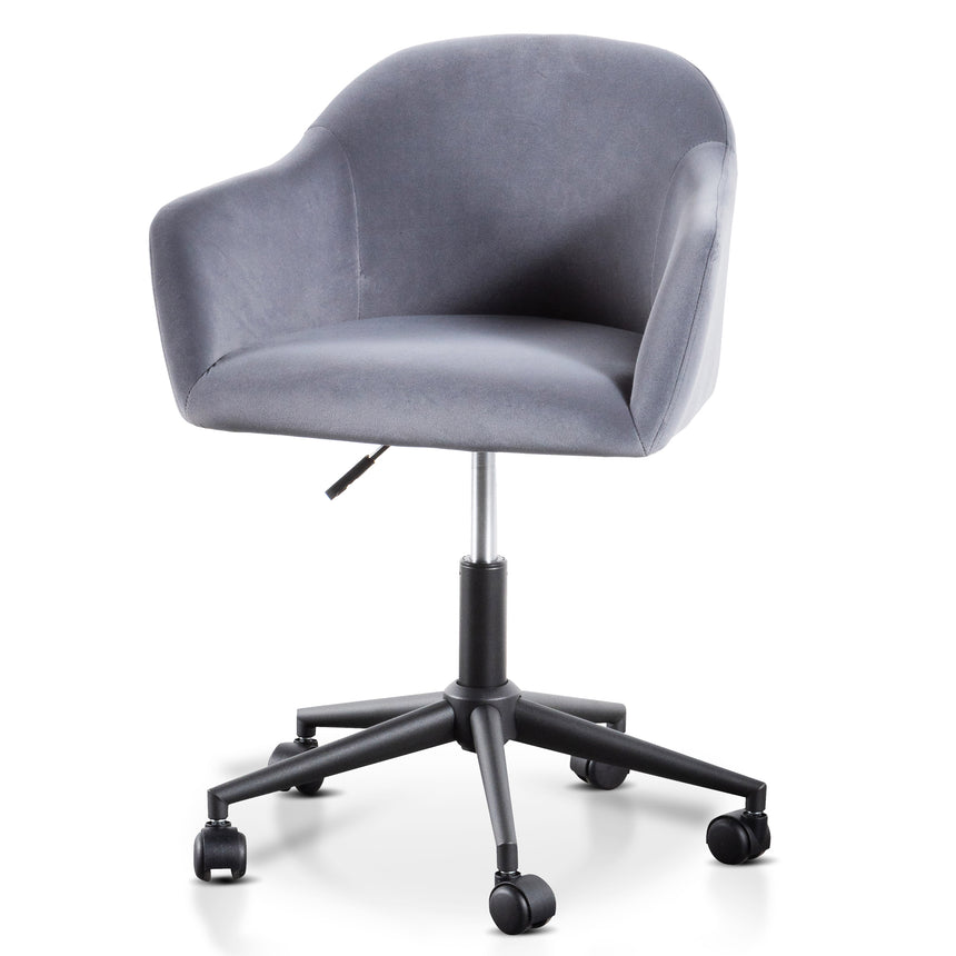 Charcoal Velvet office Chair | Black Base | Myka Home