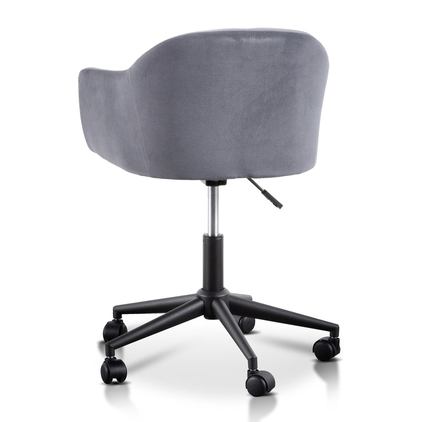 Charcoal Velvet office Chair | Black Base | Myka Home - View 4