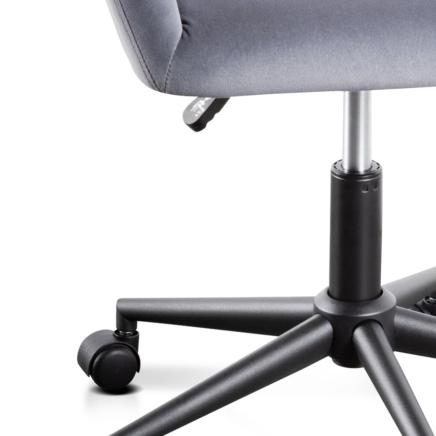 Charcoal Velvet office Chair | Black Base | Myka Home - View 6