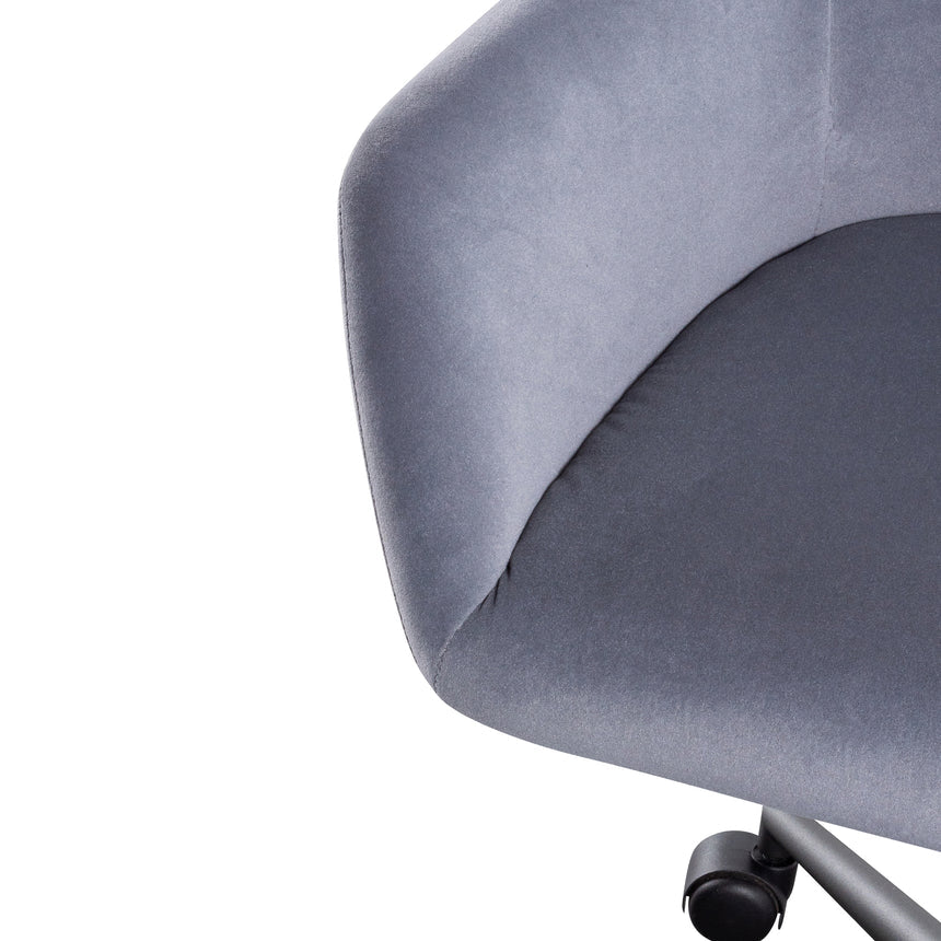 Charcoal Velvet office Chair | Black Base | Myka Home - View 8