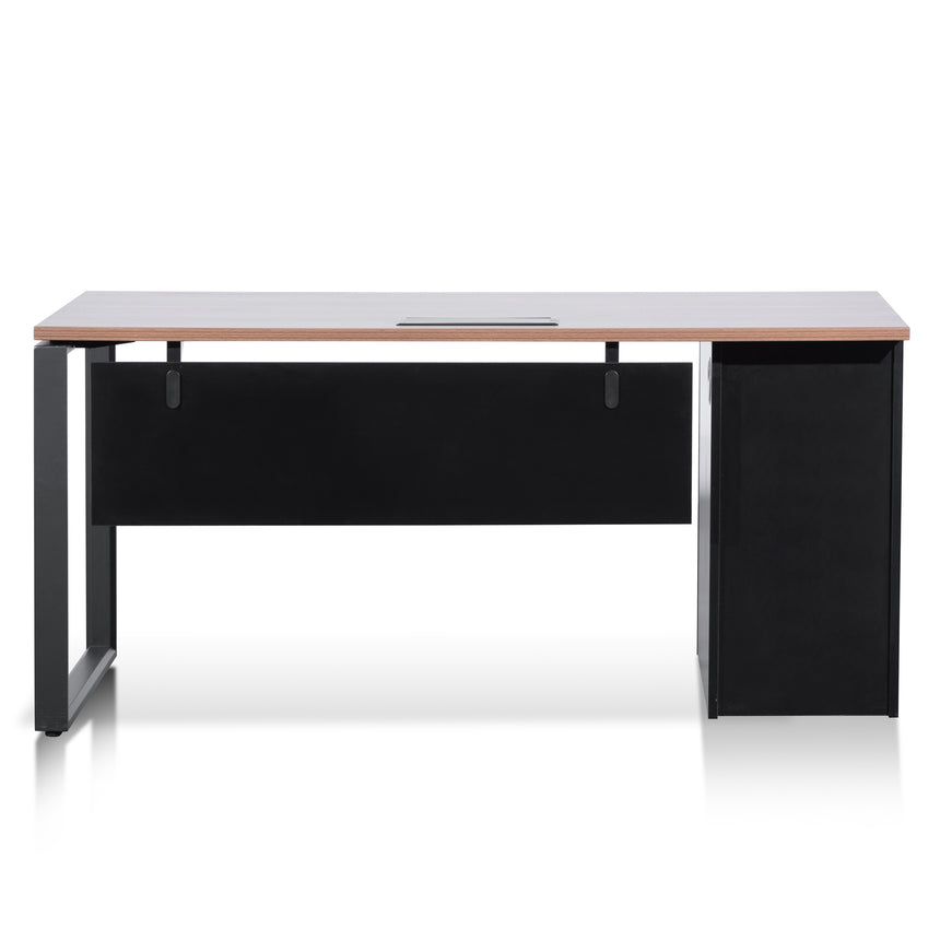 1.6m Single Seater Walnut Office Desk | Black Legs | Myka Home - View 3