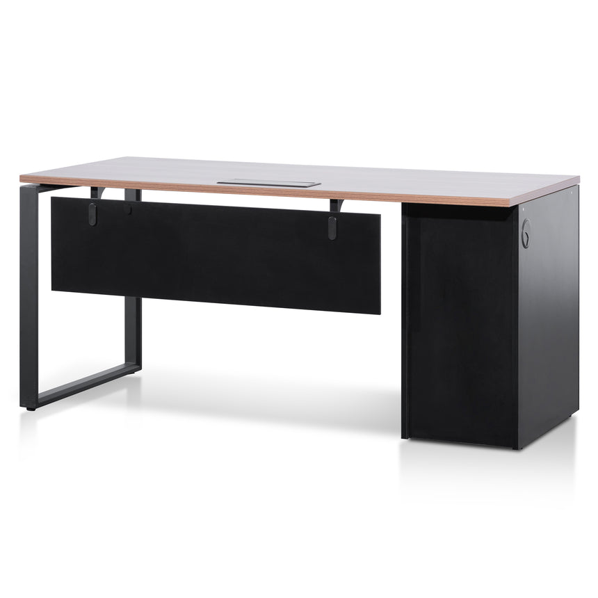 1.6m Single Seater Walnut Office Desk | Black Legs | Myka Home