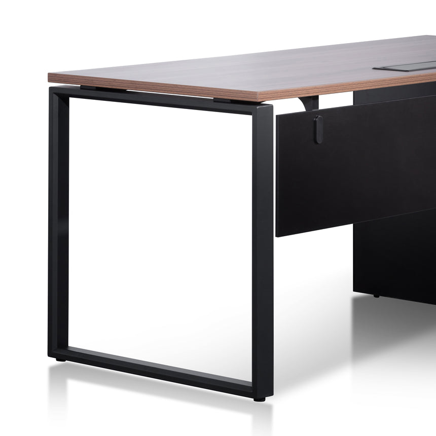 1.6m Single Seater Walnut Office Desk | Black Legs | Myka Home - View 4