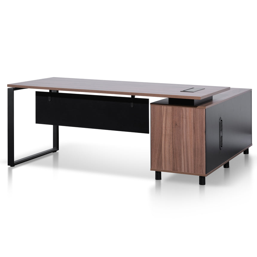 1.8m Executive Desk Left Return with Black Legs | Walnut | Myka Home