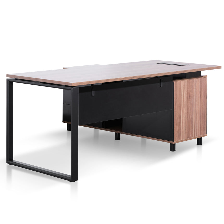 1.8m Executive Desk Left Return with Black Legs | Walnut | Myka Home - View 3