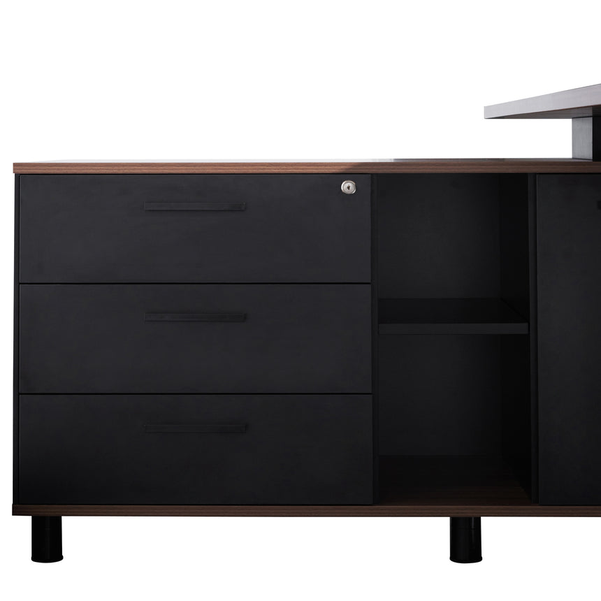 1.8m Executive Desk Left Return with Black Legs | Walnut | Myka Home - View 5