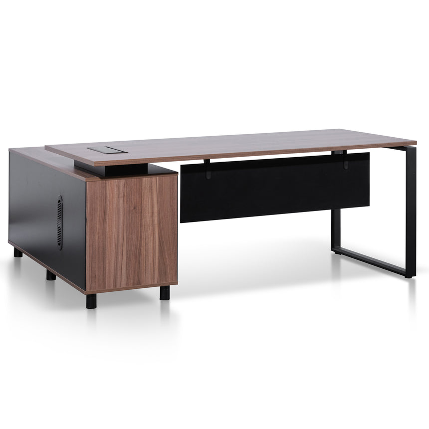 1.8m Executive Desk Right Return with Black Legs | Walnut | Myka Home - View 3
