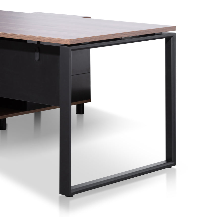 1.8m Executive Desk Right Return with Black Legs | Walnut | Myka Home - View 4