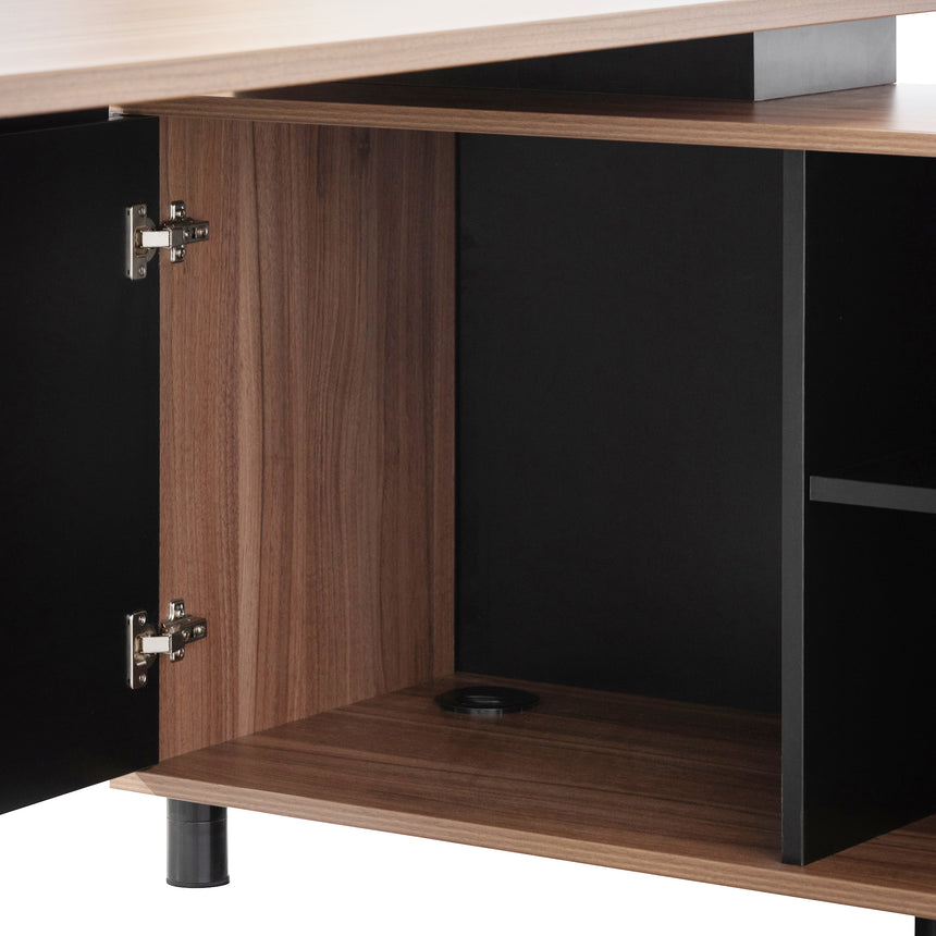 1.8m Executive Desk Right Return with Black Legs | Walnut | Myka Home - View 7