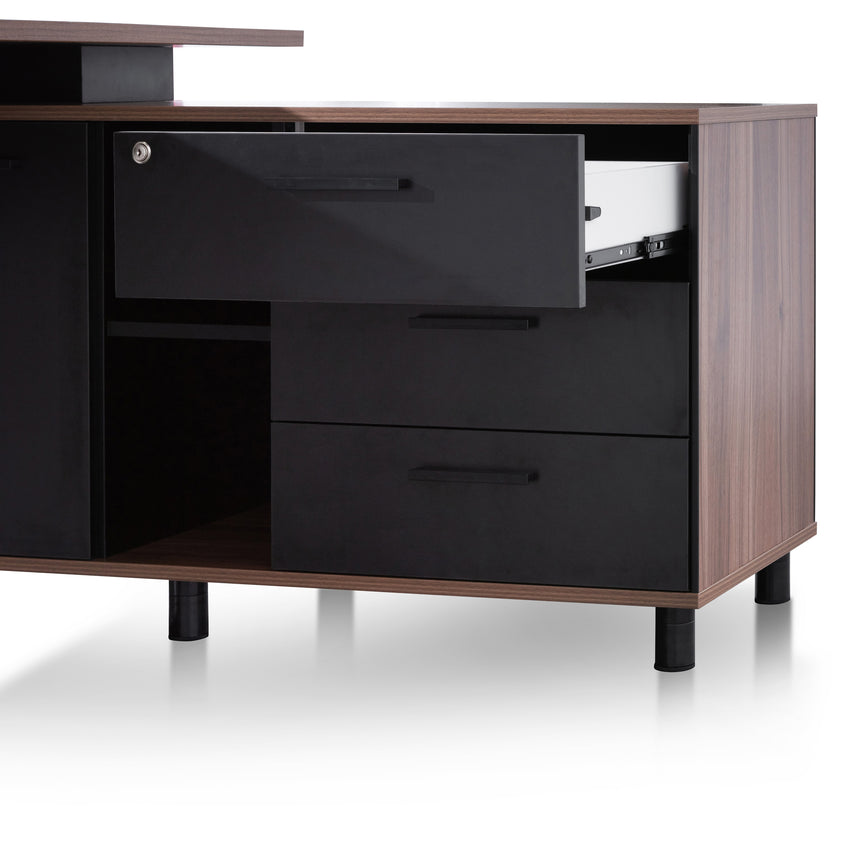 1.8m Executive Desk Right Return with Black Legs | Walnut | Myka Home - View 9