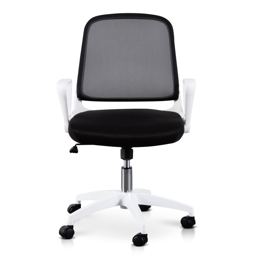 Black Office Chair | White Arm and Base | Myka Home - View 2