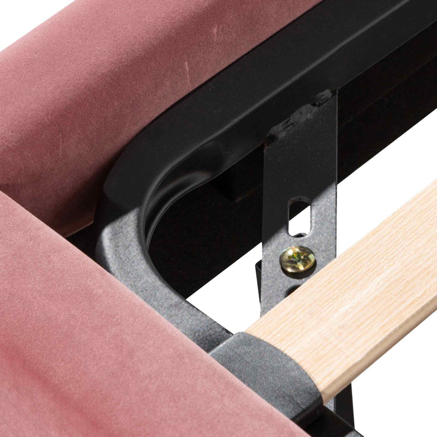 Florence King Bed Frame | Blush Peach Velvet | Myka Home - View 11