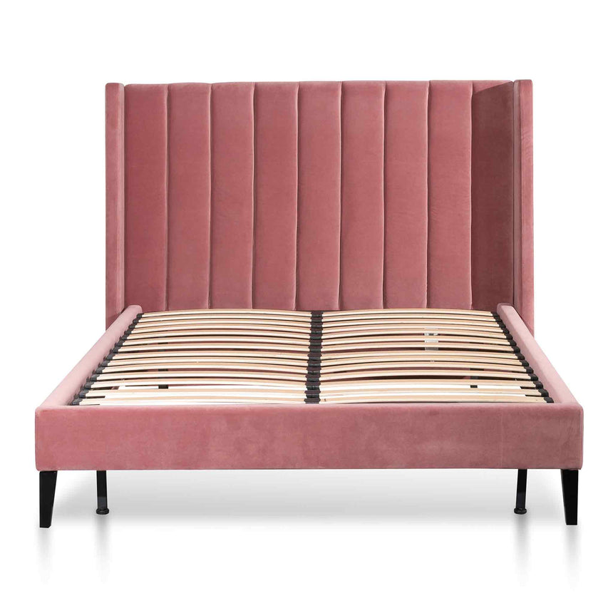 Florence King Bed Frame | Blush Peach Velvet | Myka Home - View 4