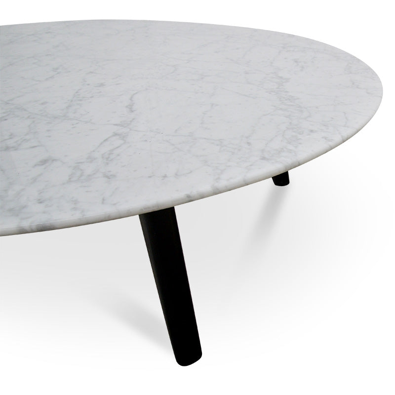 100cm Marble Coffee Table with Black Legs - View 4