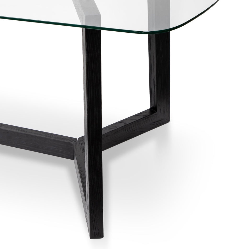 2.4m Dining Table - Glass Top with Black Base - View 6