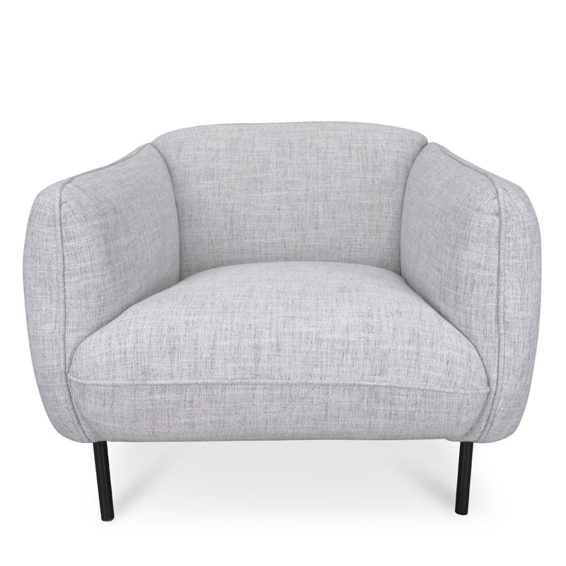Armchair in Light Spec Grey | Black Metal Legs | Myka Home - View 3