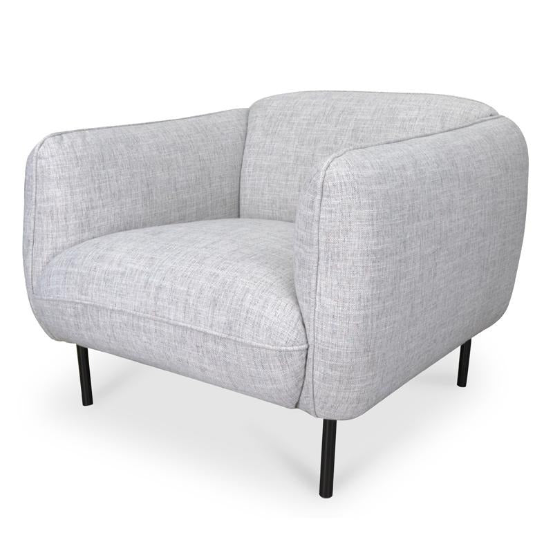 Armchair in Light Spec Grey | Black Metal Legs | Myka Home