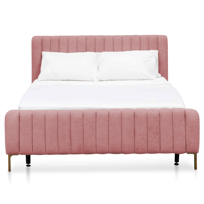 Crest King Bed Frame | Blush Peach Velvet | Myka Home - View 2