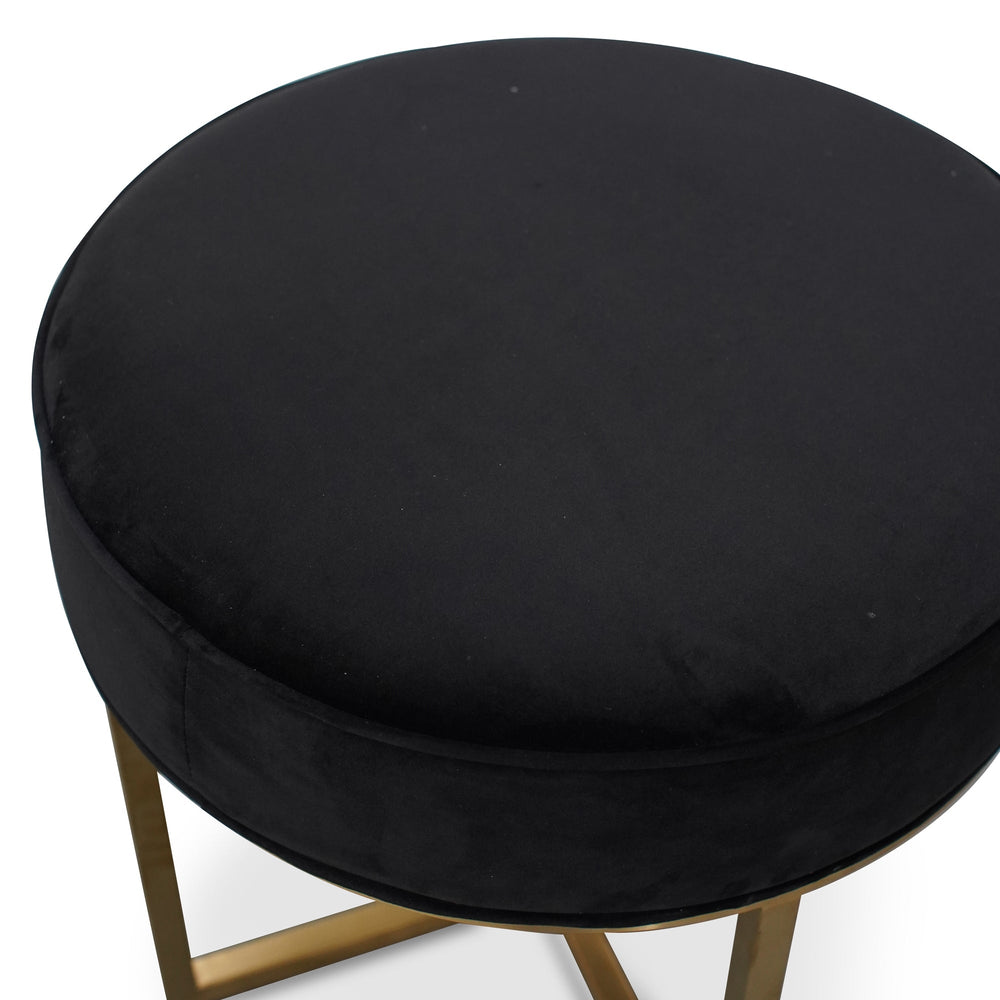 Steel Frame Ottoman In Black Velvet Seat - Brushed Gold Base - View 7