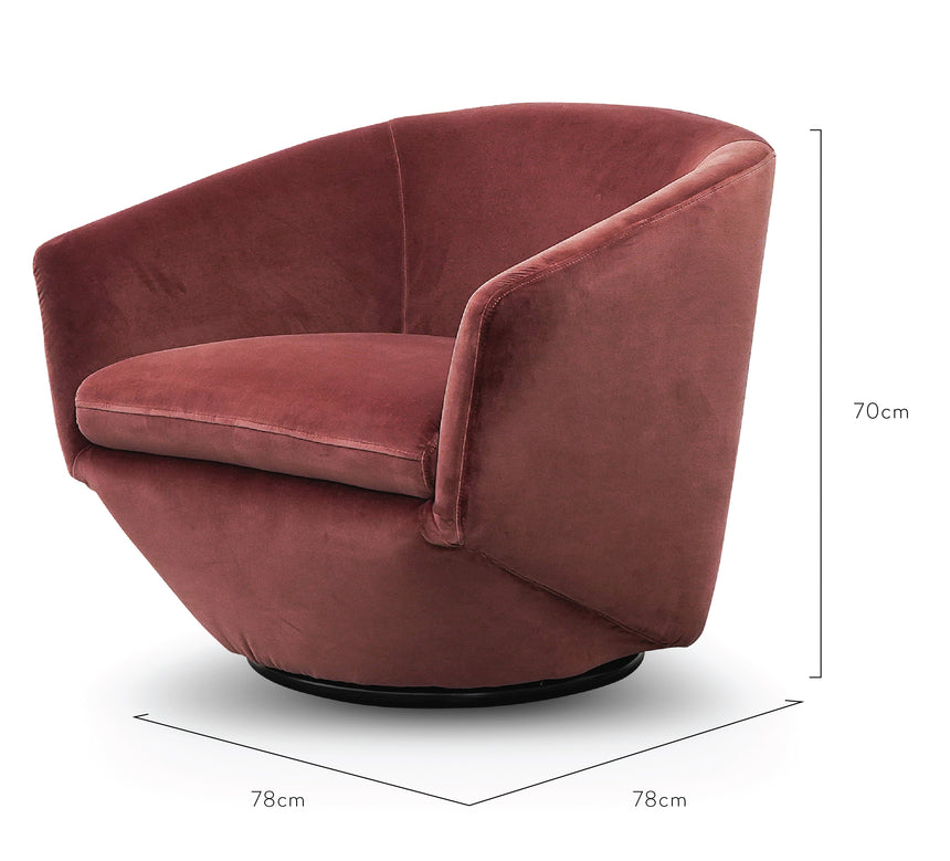 Swivel Lounge Chair - Blood Orange - View 8