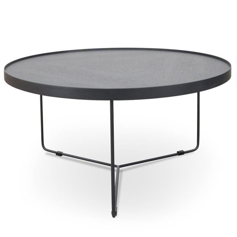 Ccf391L-Bb 90CM Round Coffee Table | Black Oak Top | Myka Home