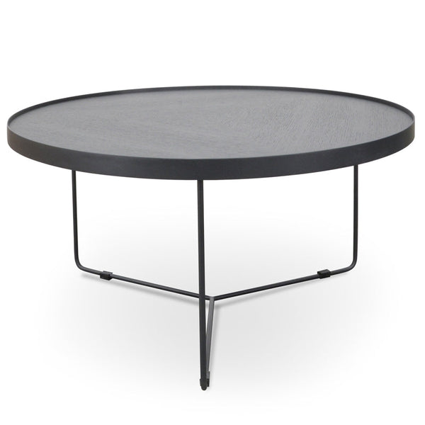 Ccf391L-Bb 90CM Round Coffee Table | Black Oak Top | Myka Home