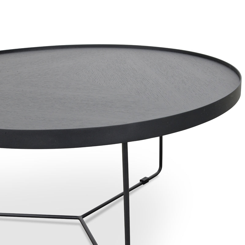 Ccf391L-Bb 90CM Round Coffee Table | Black Oak Top | Myka Home